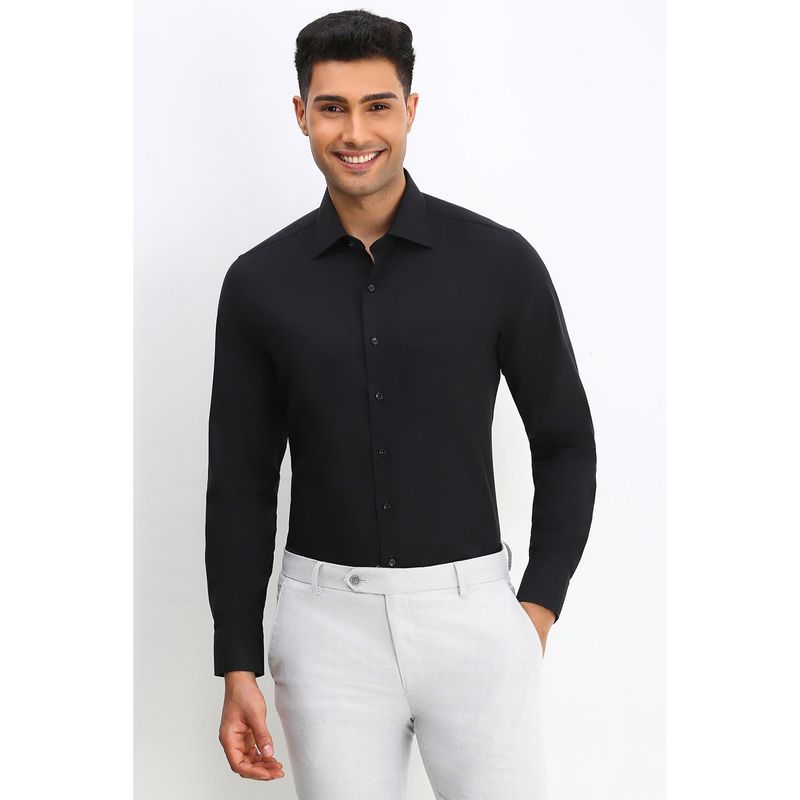 Allen Solly Men Black Slim Fit Full Sleeves Formal Shirt (40)