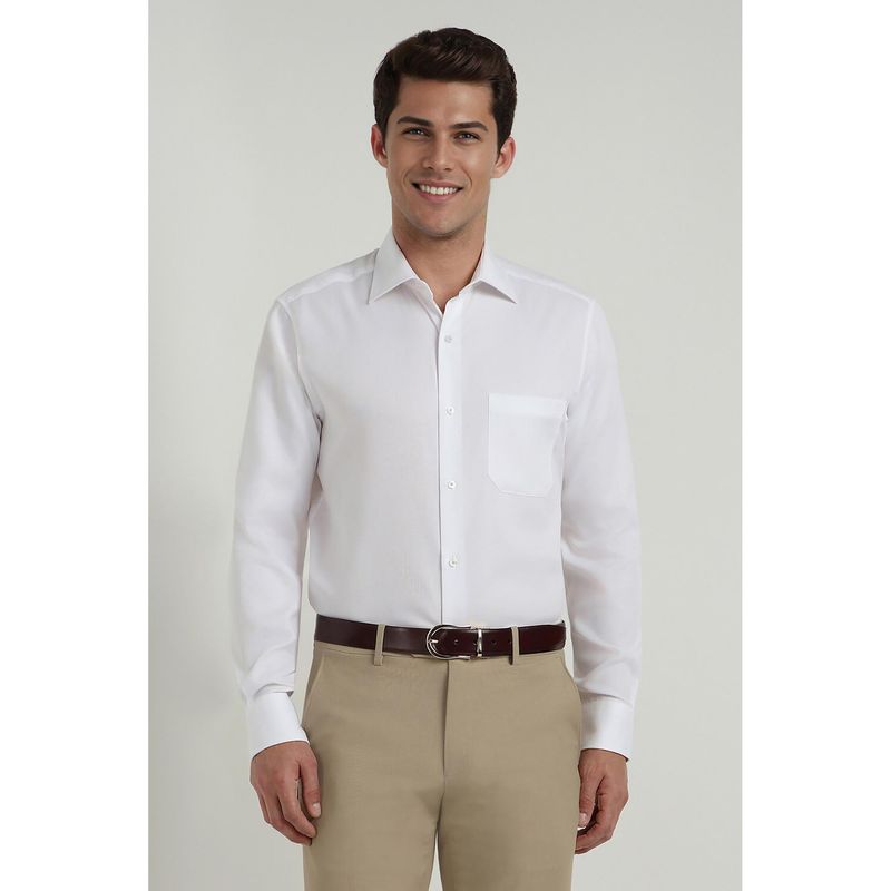 Allen Solly Men White Regular Fit Textured Full Sleeves Formal Shirt (39)