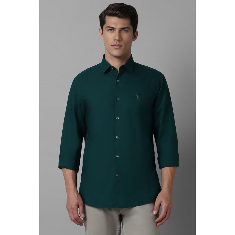 Louis Philippe Men Green Slim Fit Solid Full Sleeves Casual Shirt (39)