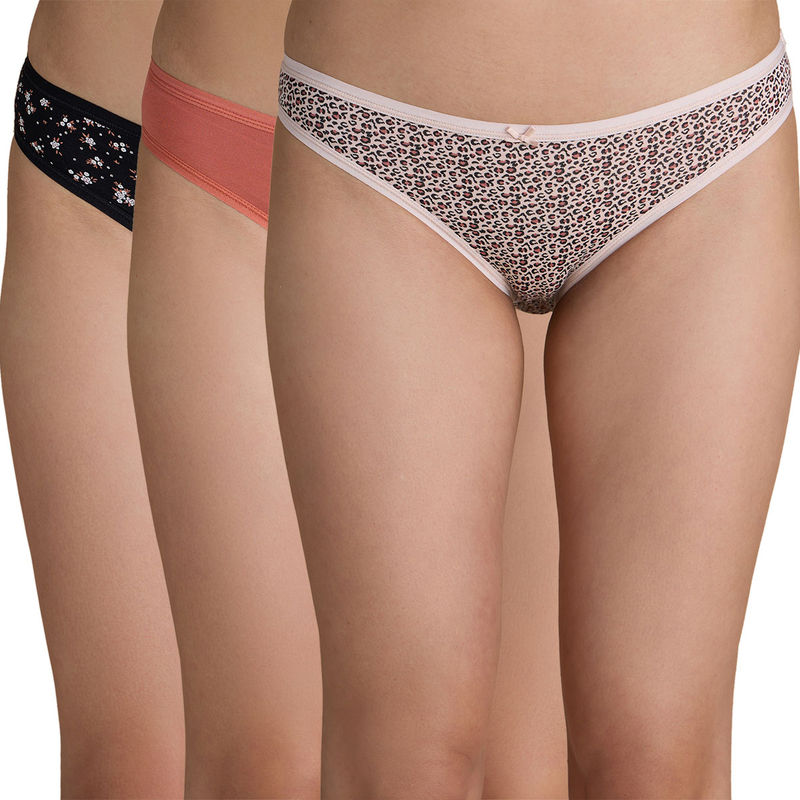 Nykd by Nykaa Low Rise Bikini Panty with Outer Elastic-NYP030 - Assortment 10 (Pack of 3) (M)