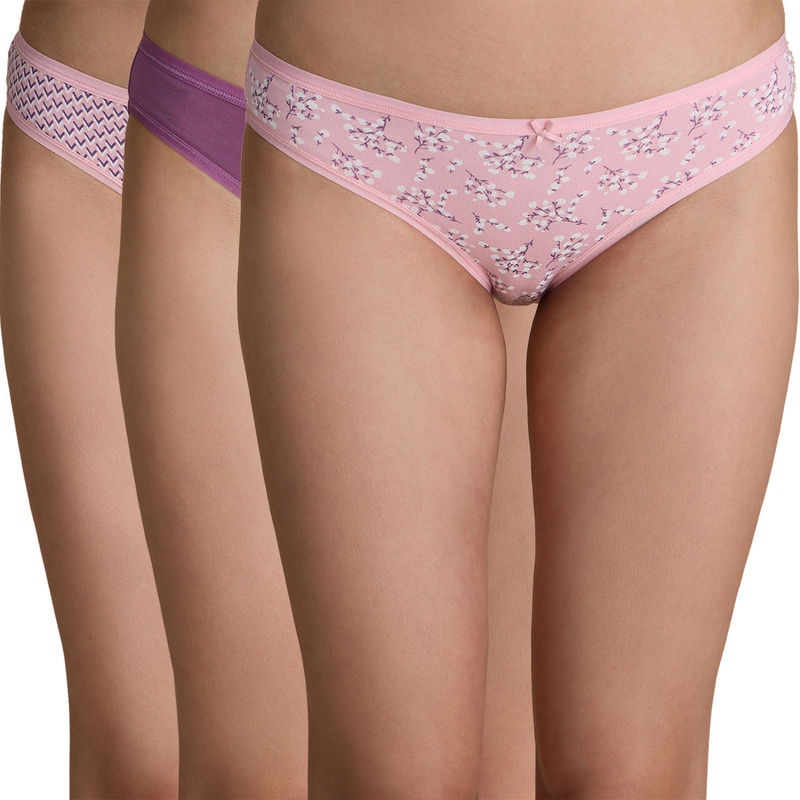 Nykd by Nykaa Low Rise Bikini Panty with Outer Elastic-NYP030 - Assortment 6 (Pack of 3) (XL)
