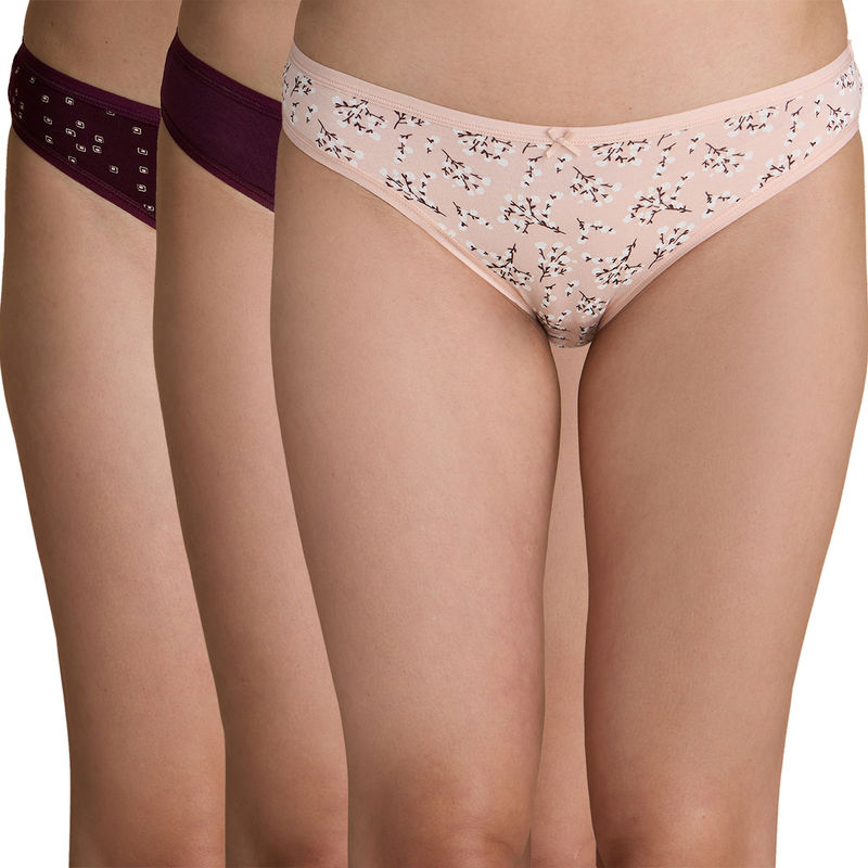 Nykd by Nykaa Low Rise Bikini Panty with Outer Elastic-NYP030 - Assortment 8 (Pack of 3) (L)