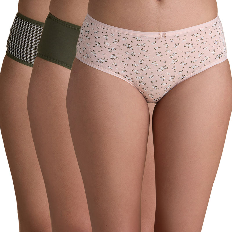 Nykd by Nykaa Mid Rise Hipster Panty with Outer Elastic-NYP033-Assortment 7 (Pack of 3) (L)