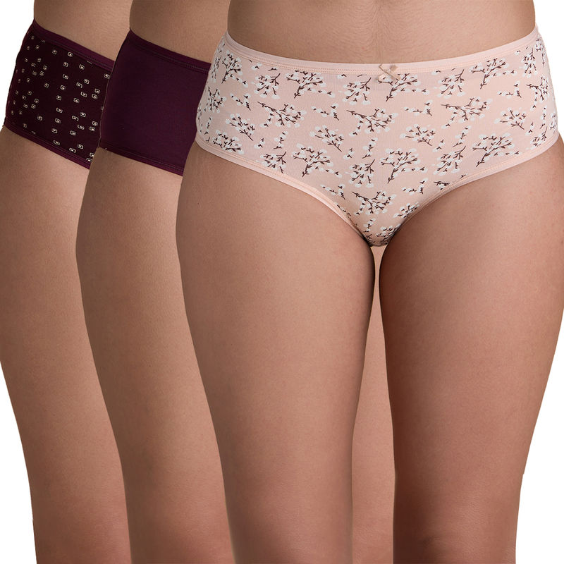 Nykd by Nykaa Mid Rise Hipster Panty with Outer Elastic-NYP033-Assortment 9 (Pack of 3) (XL)