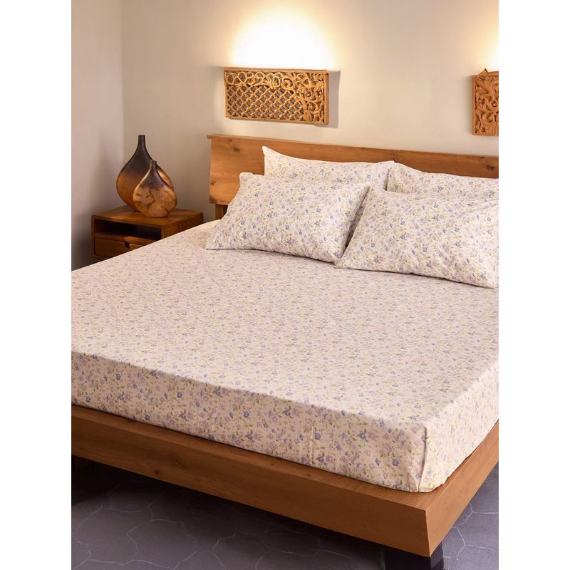 Unalome Multi-Color Elegance 200 Tc Fitted Bedsheet with Two Pillow Covers (King)