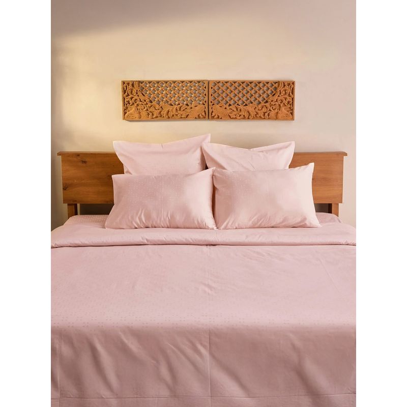 Unalome Peach 300 Tc Flat Bedsheet with Two Pillow Covers (Queen)