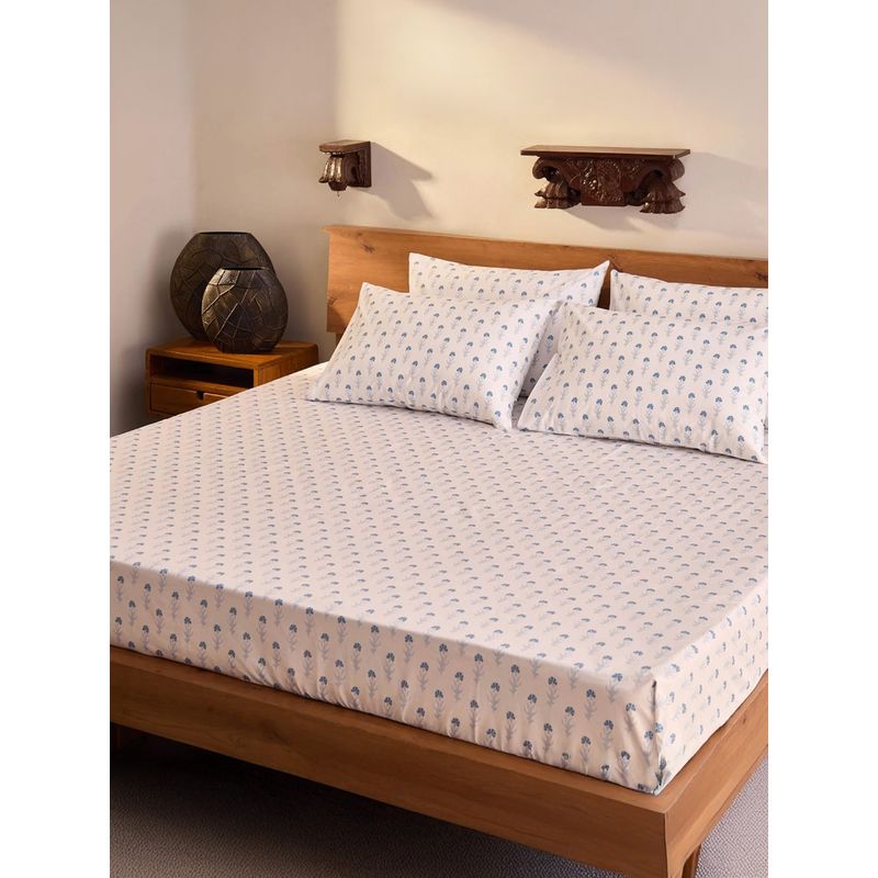 Unalome Royal Charm 200 Tc Fitted Bedsheet with Two Pillow Covers (Queen)