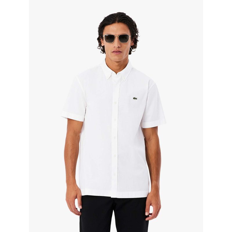 Lacoste Men White Cotton Solid Shirt (38)