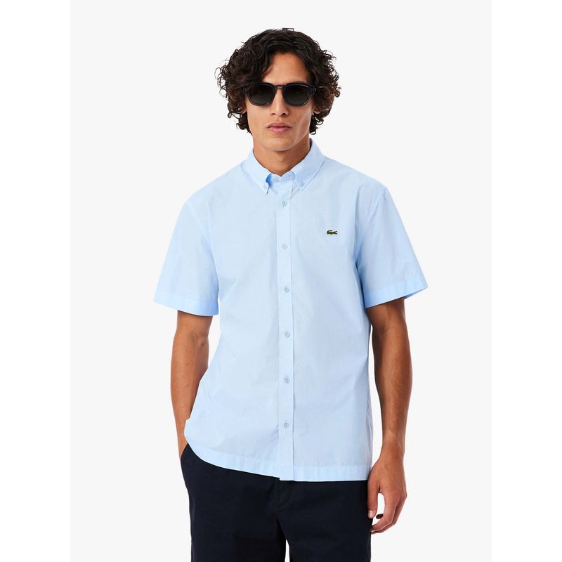Lacoste Men Blue Cotton Solid Shirt (38)