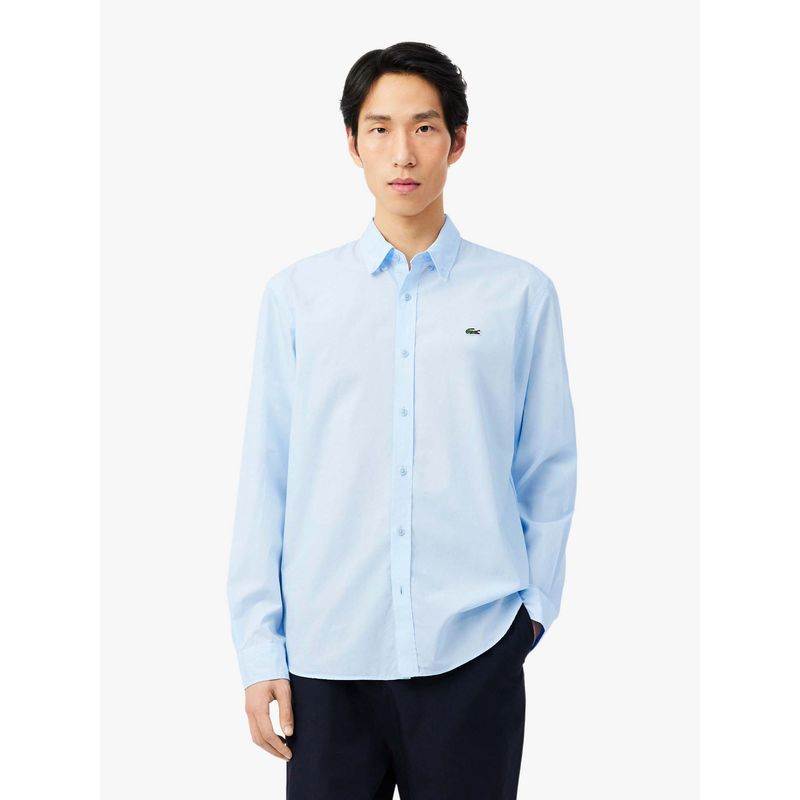 Lacoste Men Blue Cotton Solid Shirt (42)