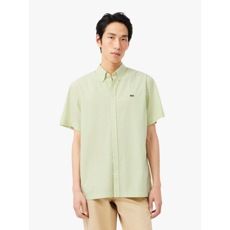 Lacoste Men Green Cotton Checks Shirt (38)