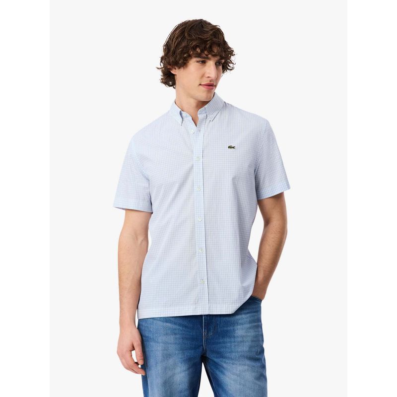 Lacoste Men Blue Cotton Checks Shirt (38)