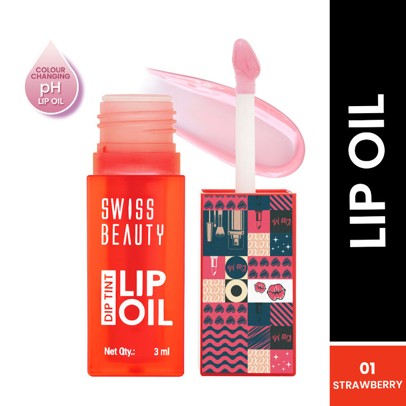 Swiss Beauty Dip Tint Color Changing PH Lip Oil - 1 Strawberry