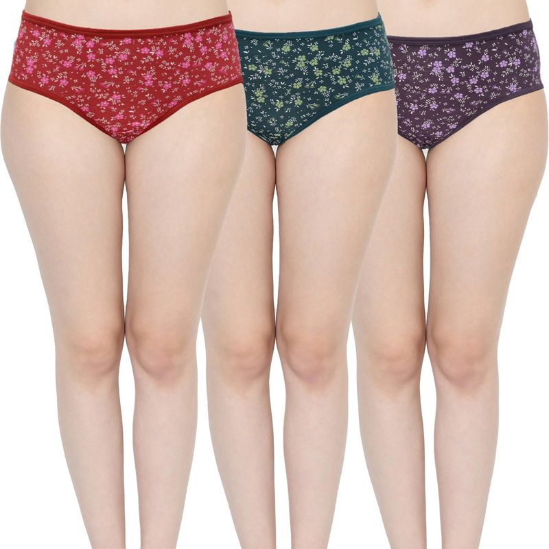Groversons Paris Beauty Women's Super Combed Cotton Hipster Panty-Assorted  - Multi-Color (L)