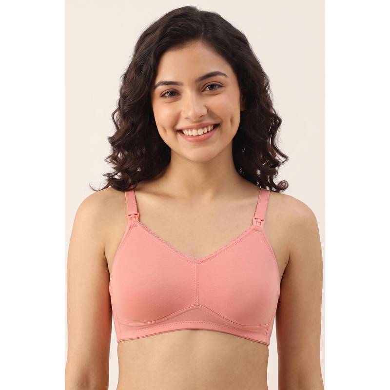 Zivame Double Layered Regular Wired Natural Lift Nursing Bra - Powder Pink (32B)
