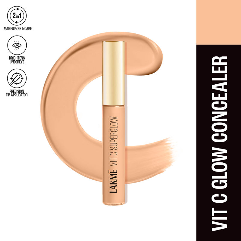 Lakme Superglow Brightening Liquid Concealer With 1% Vit C For Hydrated & Radiant Glow - Ivory