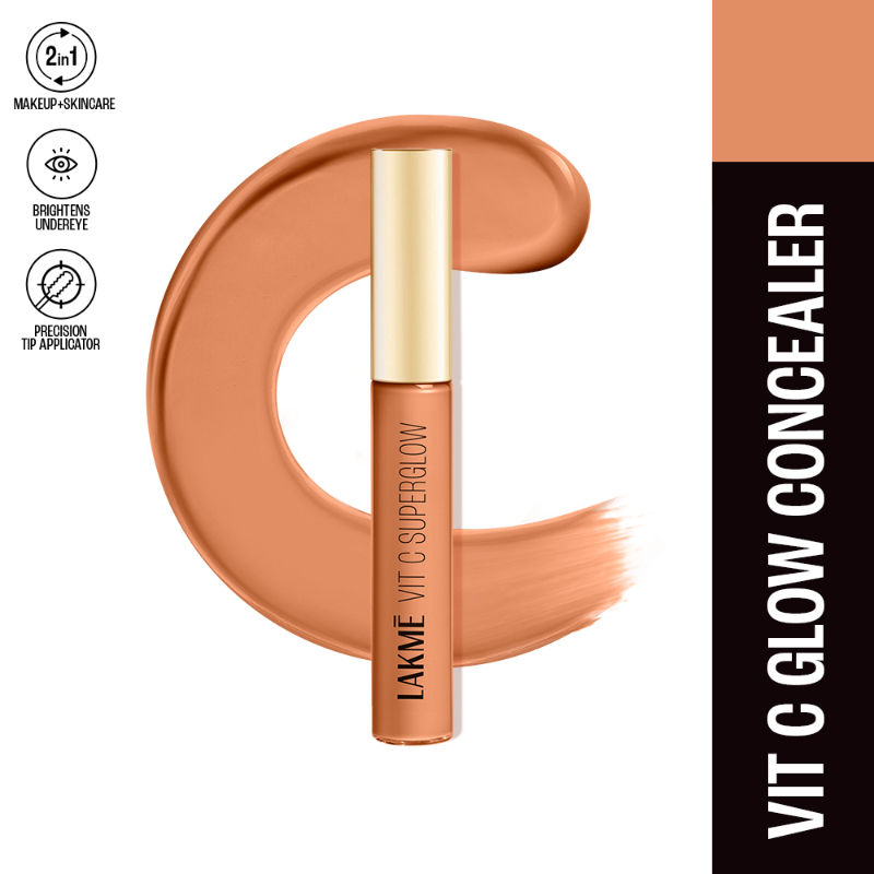 Lakme Superglow Brightening Liquid Concealer With 1% Vit C For Hydrated & Radiant Glow - Cinnamon