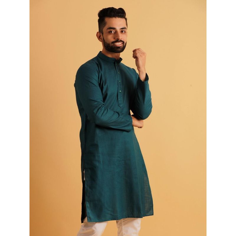 Lightpole Traditional Teal Ethnic Kurta for Men (S)