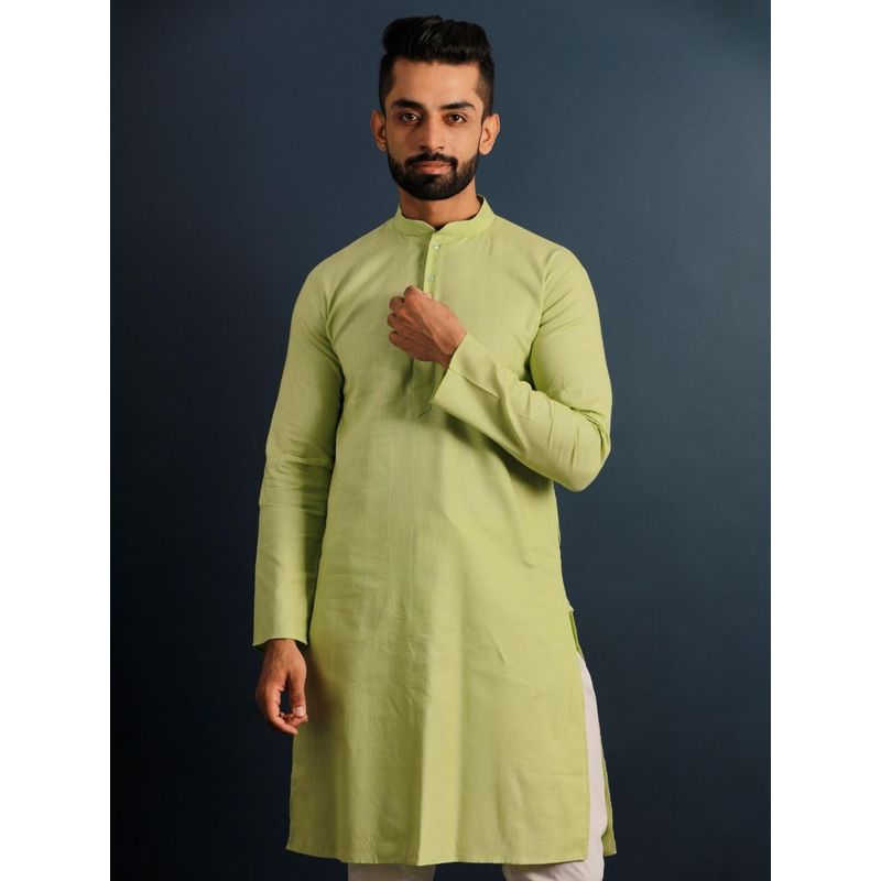 Lightpole Green Delight Men Solid Kurta (S)