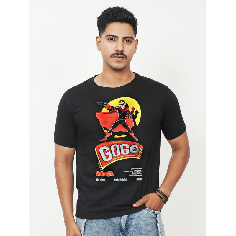 A47 Andaz Apna Apna Classic Black Regular Fit T-Shirt (L)
