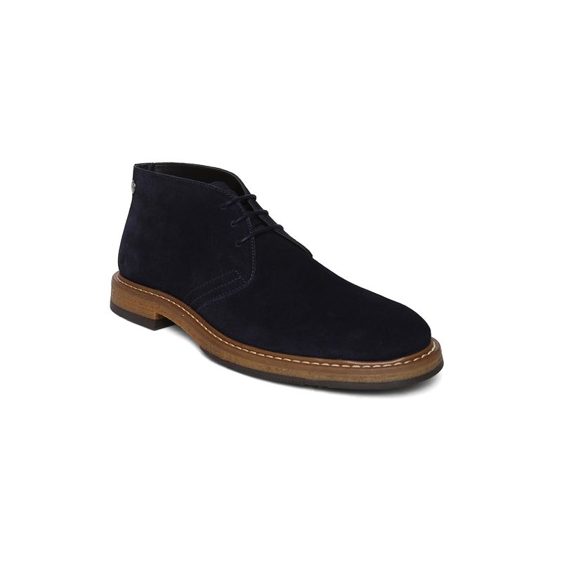 MASABIH Navy Genuine Suede Leather Chukka Lace Up Boots for Men (EURO 45)