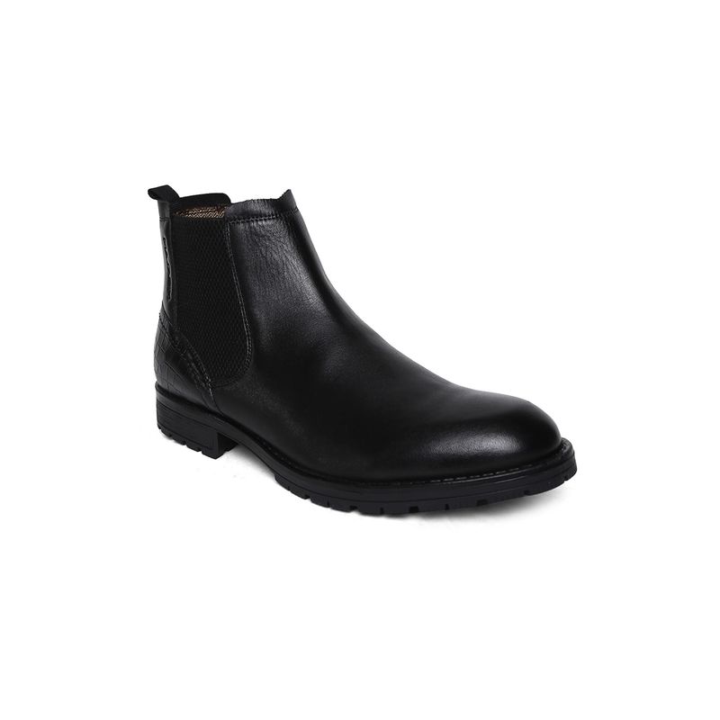 MASABIH Ankle Length Genuine Leather Men Black Chelsea Boots (EURO 44)