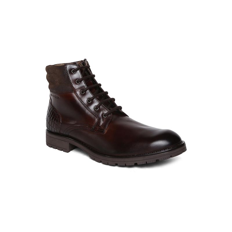 MASABIH Genuine Leather Brown Ankle Zipper Boots for Men (EURO 40)