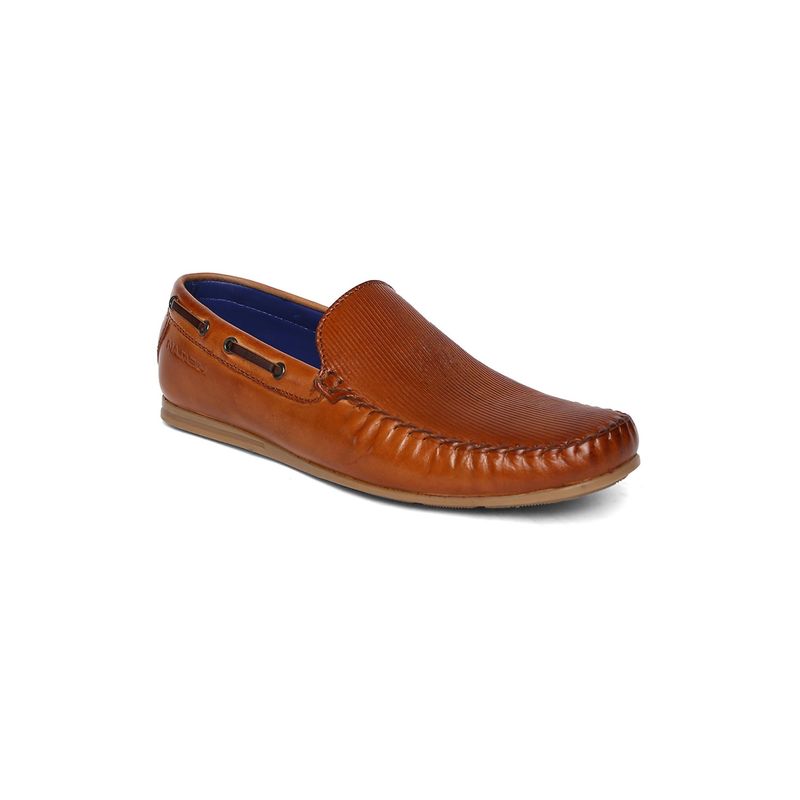 MASABIH Genuine Leather Tan Moccasin Shoes with Flat Sole for Men (EURO 40)
