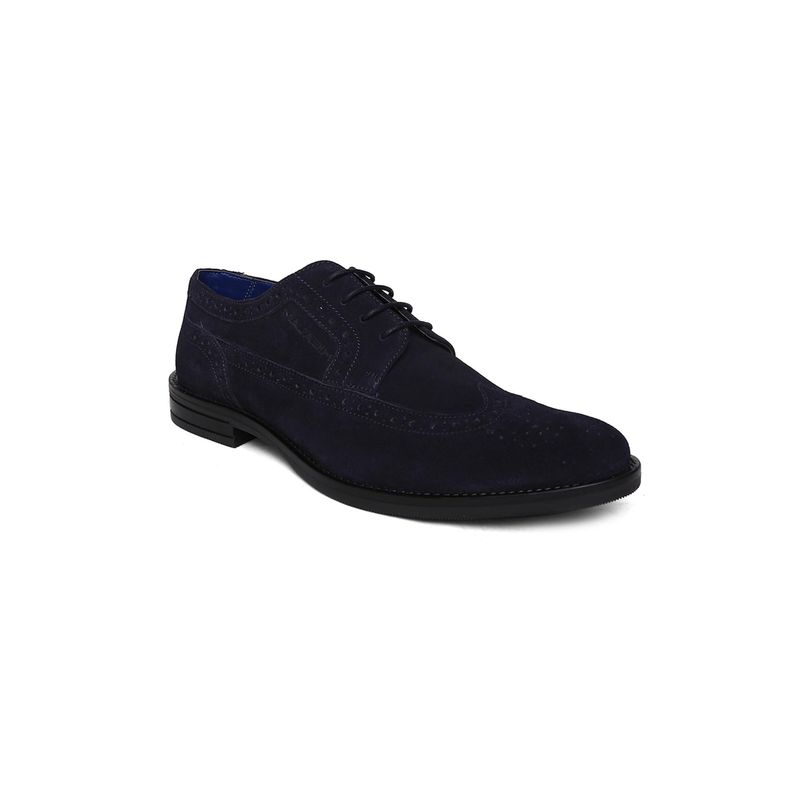 MASABIH Suede Leather Navy Derby Lace Up Shoes for Men (EURO 40)
