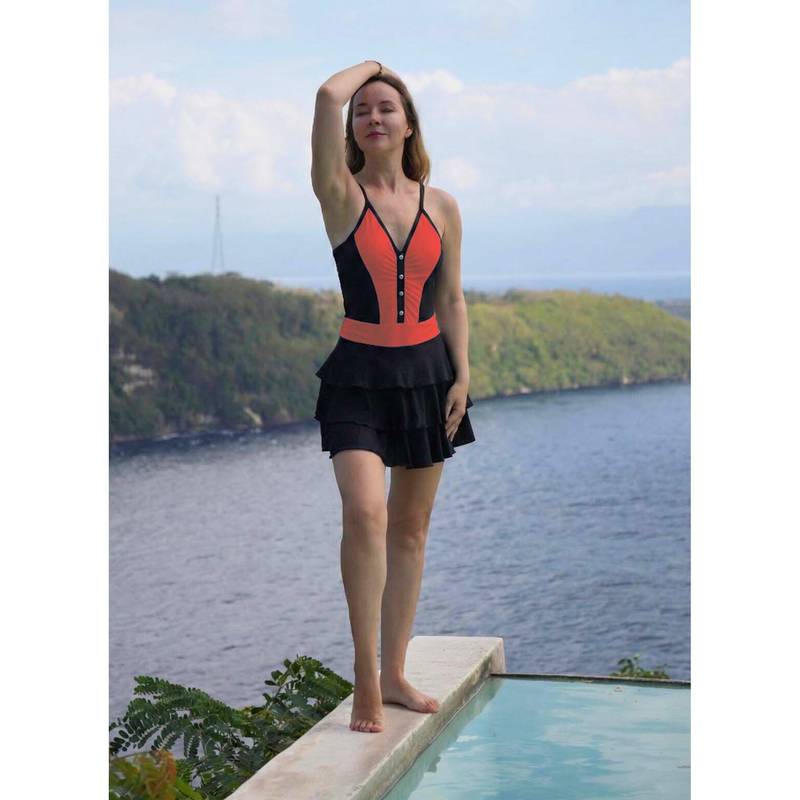 Keepfit Women's Black Crochet Medium Coverage Swimsuit (4XL)
