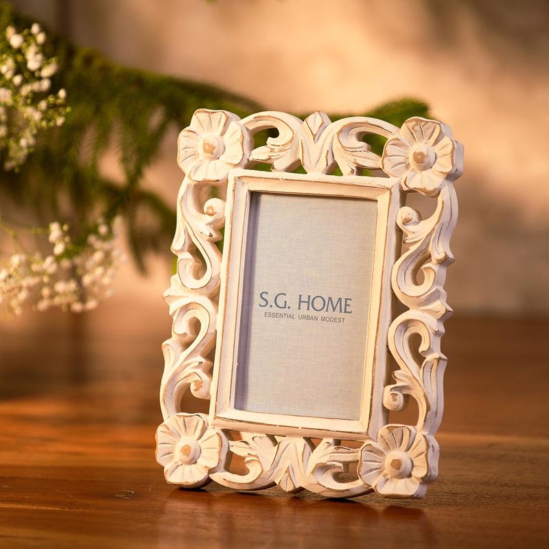 SG Home White Wooden Engraved Photo Frame Buy SG Home White Wooden