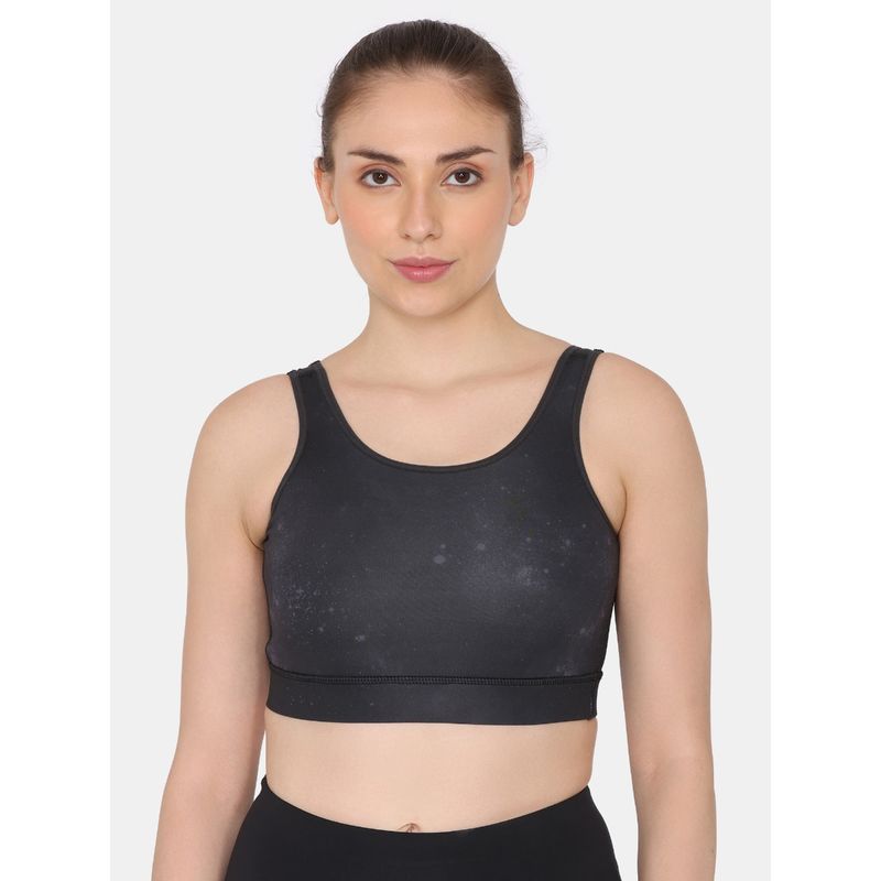 Zivame Zelocity Quick Dry Gym Medium Impact Bra - Volcanic Ash (M)
