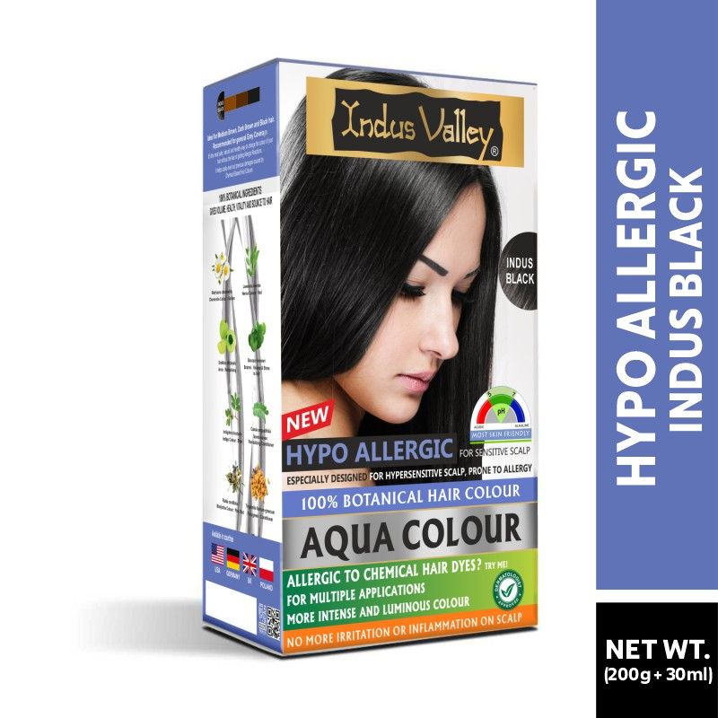 Indus Valley Hypo Allergic Aqua 100% Botanical Hair Colour - Indus Black