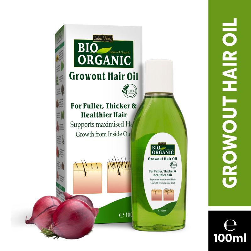 Indus Valley Bio Organic Growout Hair Oil for Hair Growth Helps Combats Dandruff & Flaky Scalp