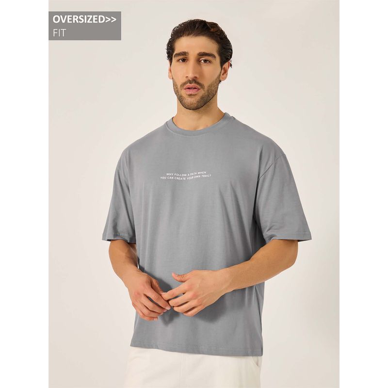 Styli Elevate Men Oversized Solid Crew Neck Half Sleeves T-Shirt (S)