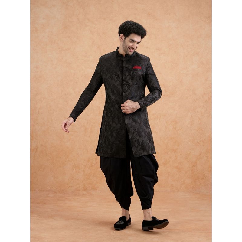 KISAH Men Black Sherwani (Set of 2) (M)