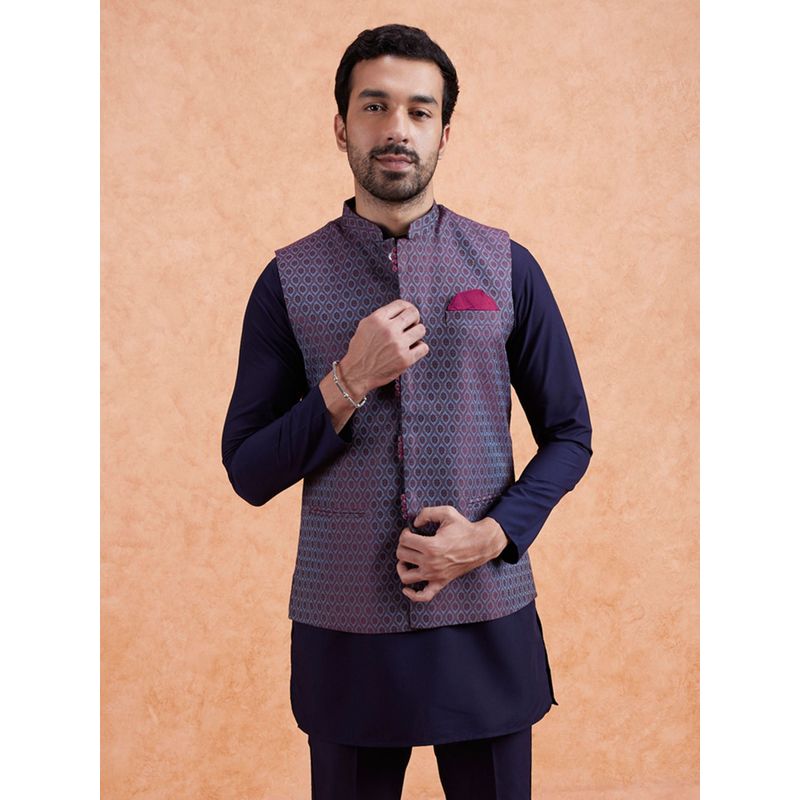 KISAH Men Blue Nehru Jacket (38)