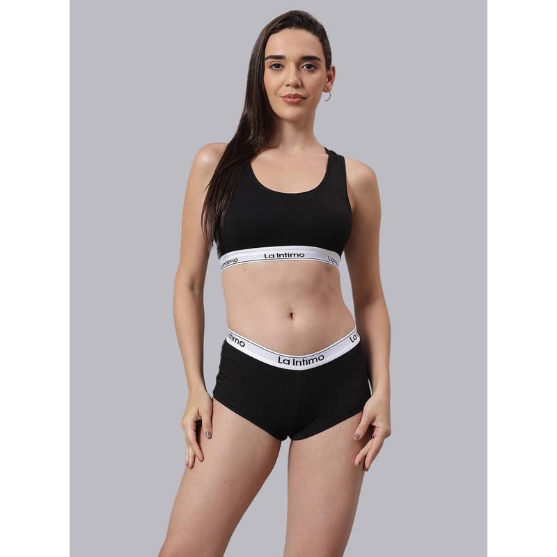 La Intimo Classic Comfort Racerback Combo Set - Black (XS)