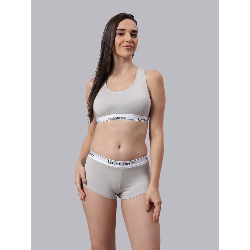 La Intimo Classic Comfort Racerback Combo Set - Grey (XS)