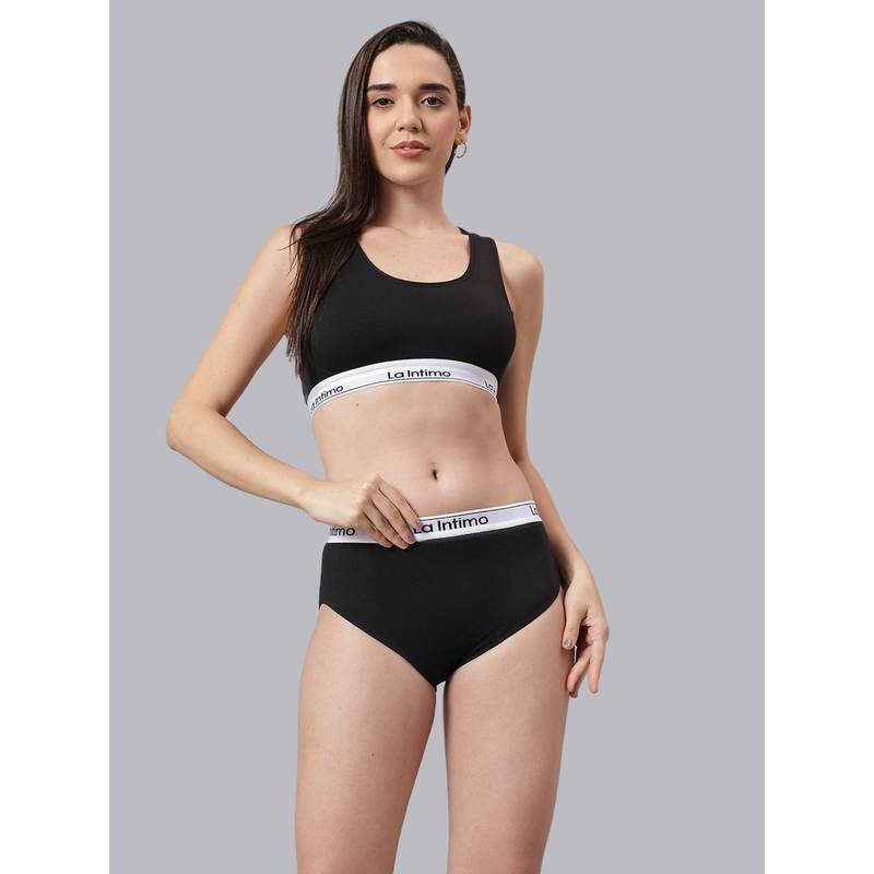 La Intimo Laidback Hipster Racerback Combo Set - Black (XS)