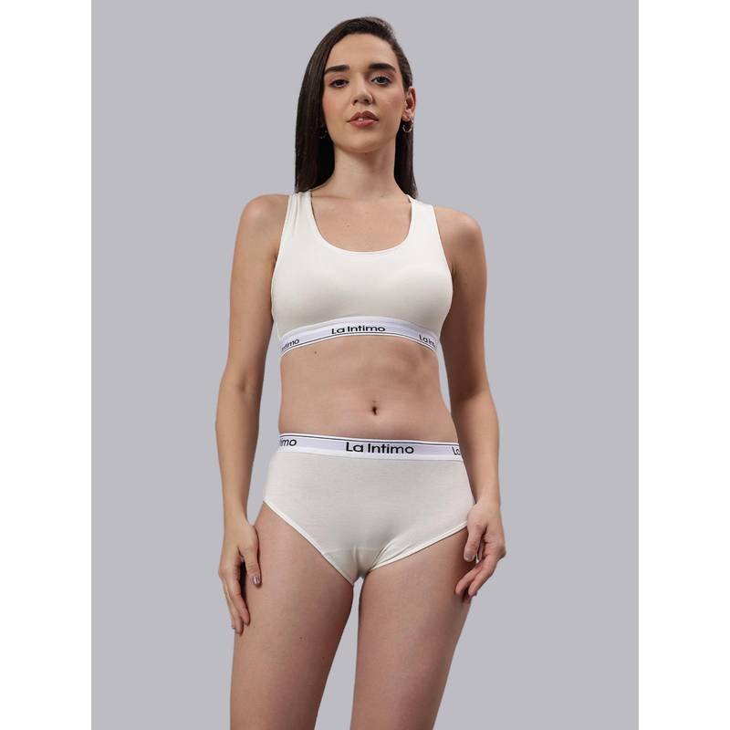 La Intimo Laidback Hipster Racerback Combo Set - Cream (XS)
