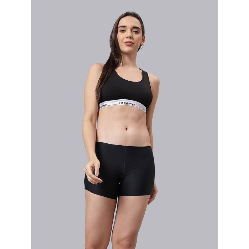 La Intimo Silk Whisper Racerback Combo Set - Black (XS)