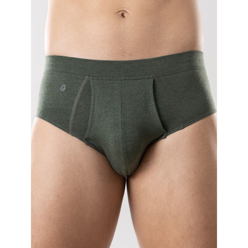 GLOOT Anti Odor Cotton Tencel Cooling Brief-GLI001-Olive Melange (L)