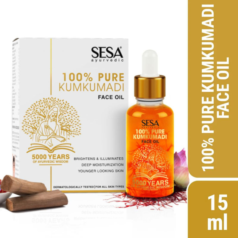 SESA Kumkumadi Face Oil 15ml for Radiant& Glowing Skin 100% Pure Kumkumadi Tailam