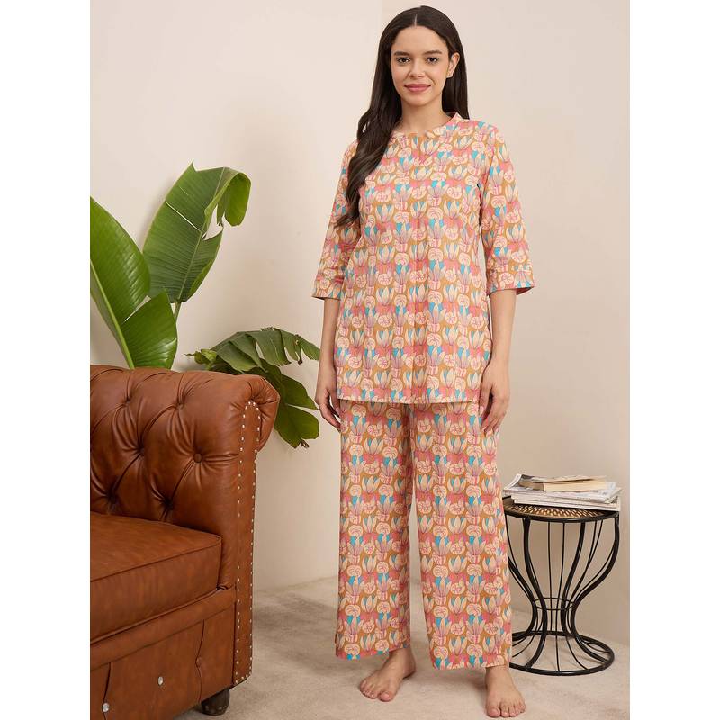 July Nightwear Women Cotton Multi-Color Top & Pyjama (S)
