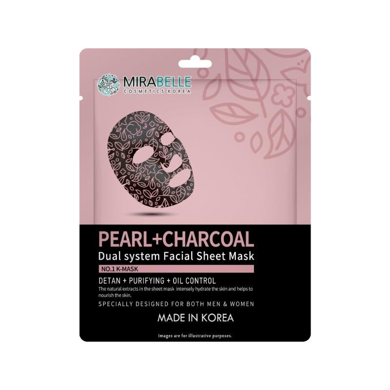 Mirabelle Pearl + Charcoal Dual System Facial Sheet Mask