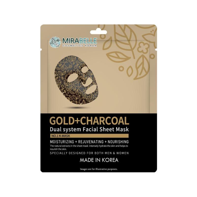 Mirabelle Gold + Charcoal Dual System Facial Sheet Mask