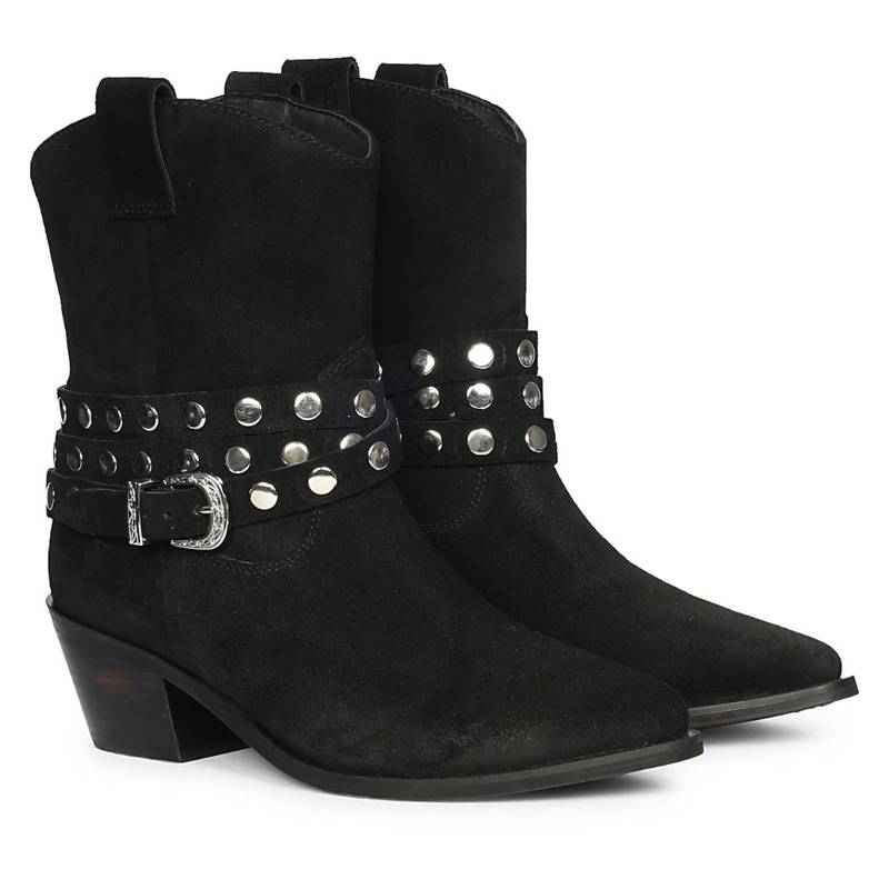 Saint G Womens Black Leather Ankle Buckle Boots (EURO 36)