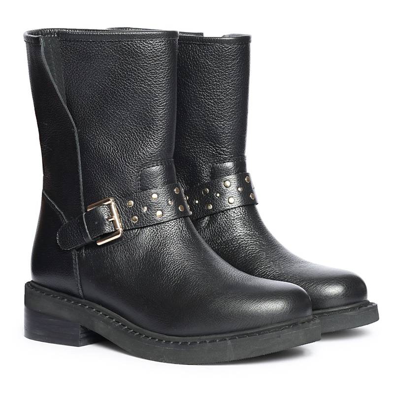 Saint G Womens Black Leather Ankle Buckle Boots (EURO 36)
