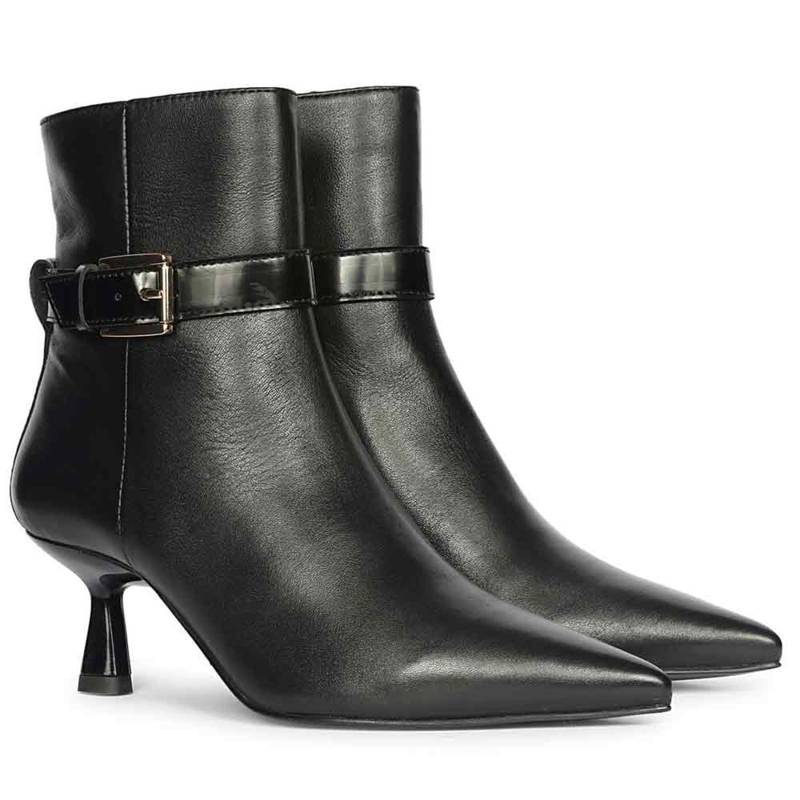 Saint G Womens Decor Black Leather Kitten Boots (EURO 36)